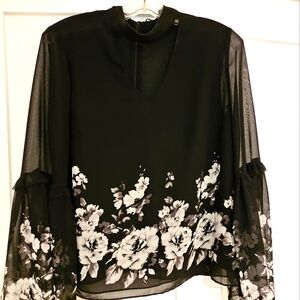 White House Black market black blouse with built-in choker